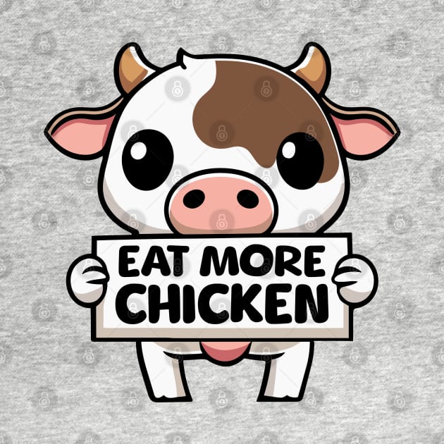 Eat More Chicken! Cute Cow Cartoon by Cute And Punny